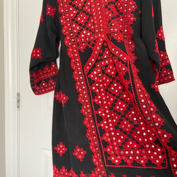 Balochi boho style mirrored embroidered statement dress tunic - Picture 3 of 9